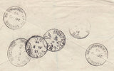 143577 1946 REGISTERED AIRMAIL HAWICK TO VICTORIA, CANADA KGVI 2/6 YELLOW-GREEN (SG476b) AND 3d PEACE (SG492).
