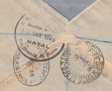 143580 1946 REGISTERED AIRMAIL TANGIER (BRITISH P.O.) TO BRAZIL WITH KGVI 2/6 YELLOW-GREEN (SG476b), ALSO 9d AND 1s, 'OAT' HANDSTAMP.