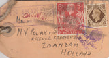 143585 CIRCA 1947 PARCEL TAG LONDON TO ZAANDAM, HOLLAND KGVI 1s AND 5s RED (SG477).