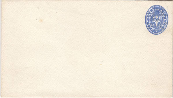 143598 1879 HERTFORD COLLEGE, OXFORD ½d BLUE EMBOSSED ENVELOPE 2¾" X 4¾".