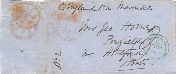 143607 1856 PART ENVELOPE CRIMEAN WAR TO HERTFORD, HERTS, CHARGED '3'.