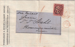 143608 1859 PRINTED MATTER LIVERPOOL TO SWITZERLAND 1d (SG40)(ID).