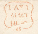 143616 1850 MAIL USED IN LONDON 1d PL.98 (SG8)(TL) 'Clerkenwell Green' RECEIVER'S HANDSTAMP (L514/CLERK17).