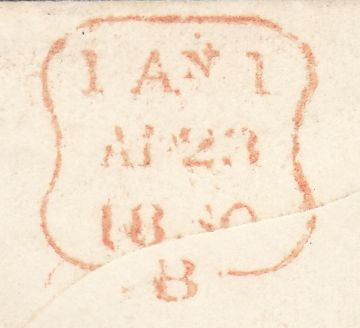 143616 1850 MAIL USED IN LONDON 1d PL.98 (SG8)(TL) 'Clerkenwell Green' RECEIVER'S HANDSTAMP (L514/CLERK17).