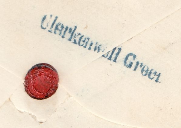 143616 1850 MAIL USED IN LONDON 1d PL.98 (SG8)(TL) 'Clerkenwell Green' RECEIVER'S HANDSTAMP (L514/CLERK17).