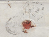 143617 1848 MAIL AUDLEM, CHESHIRE TO RUABON, DENBIGH POSTED, UNPAID '2' UNIFORM PENNY POST HANDSTAMP OF NANTWICH.