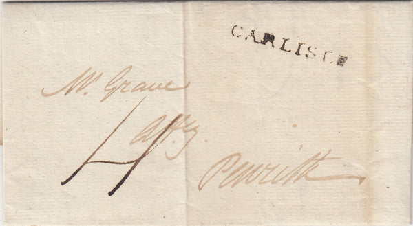 143618 1799 MAIL CARLISLE, CUMBERLAND TO PENRITH WITH 'CARLISLE' HANDSTAMP (CU128).