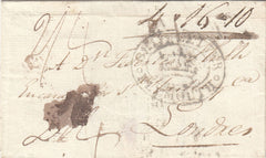 143621 1812 MAIL CORUNNA, SPAIN TO LONDON 'SHIP LETTER/CROWN/PLYMOUTH' HANDSTAMP (Tab S.5).