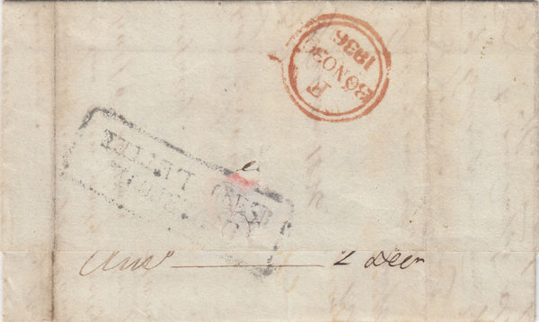 143622 1836 MAIL NEW ORLEANS, U.S.A. TO LONDON WITH BOXED 'LIVERPOOL/SHIP LETTER' HANDSTAMP.