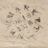 143624 1836 MAIL NEWMARKET, SUFFOLK TO NEW YORK, NORTH AMERICA WITH 'Newmarket/Penny Post' HANDSTAMP (SK286).