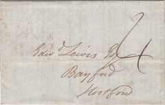 143625 1839 UNIFORM FOURPENNY POST LONDON TO BAYFORD, HERTFORD CHARGED '4'.