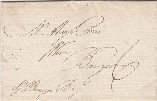 143631 1792 MAIL LONDON TO BANGOR, WALES WITH MANUSCRIPT 'P Bangor Bag'.