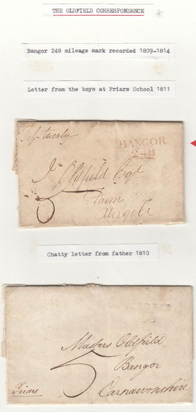 143635 1807-1811 CORRESPONDENCE OF ELEVEN LETTERS BETWEEN PARENTS AND THEIR CHILDREN ATTENDING FRIARS SCHOOL IN BANGOR.