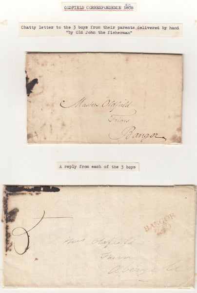 143635 1807-1811 CORRESPONDENCE OF ELEVEN LETTERS BETWEEN PARENTS AND THEIR CHILDREN ATTENDING FRIARS SCHOOL IN BANGOR.