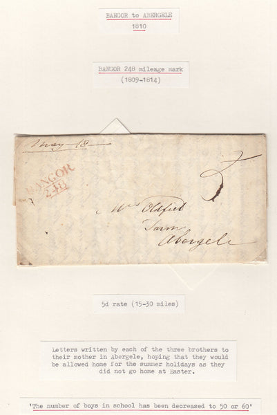 143635 1807-1811 CORRESPONDENCE OF ELEVEN LETTERS BETWEEN PARENTS AND THEIR CHILDREN ATTENDING FRIARS SCHOOL IN BANGOR.