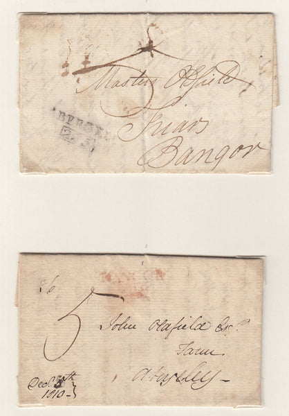 143635 1807-1811 CORRESPONDENCE OF ELEVEN LETTERS BETWEEN PARENTS AND THEIR CHILDREN ATTENDING FRIARS SCHOOL IN BANGOR.