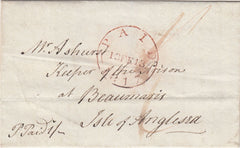 143657 1817 MAIL LONDON TO 'Keeper of the Prison at Beaumaris'.