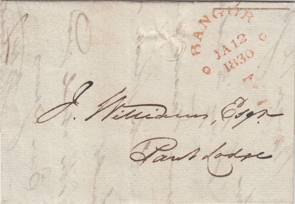 143660 1830 LOCAL MAIL BANGOR TO PARK LODGE WITH MILEAGE MARK BUT NO POSTAL CHARGE.