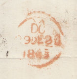 143665 1845 MAIL LLANGEFNI, ANGLESEA TO LONDON 1d (SG8)(PL) LATE USE LLANGEFNI MALTESE CROSS  AND ' Llangefni/Penny Post' (W1417)  HANDSTAMP AND 'BANGOR' SKELETON DATE STAMP  (W212).