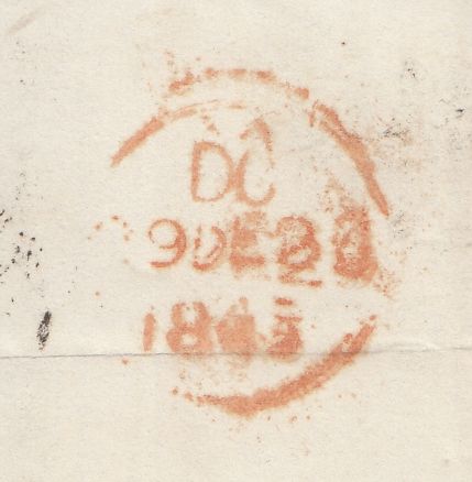 143665 1845 MAIL LLANGEFNI, ANGLESEA TO LONDON 1d (SG8)(PL) LATE USE LLANGEFNI MALTESE CROSS  AND ' Llangefni/Penny Post' (W1417)  HANDSTAMP AND 'BANGOR' SKELETON DATE STAMP  (W212).