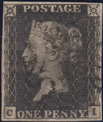 143675 1841 1d PLATE ELEVEN MATCHED PAIR 1d GREY-BLACK (SG3) 1d RED (SG7) LETTERED CI.