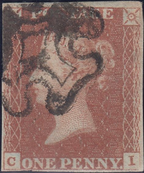 143675 1841 1d PLATE ELEVEN MATCHED PAIR 1d GREY-BLACK (SG3) 1d RED (SG7) LETTERED CI.