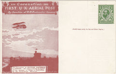 143683 1911 FIRST OFFICIAL U.K. AERIAL POST UNUSED POSTCARD IN RED-BROWN.