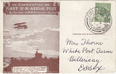 143685 1911 FIRST OFFICIAL U.K. AERIAL POST LONDON POSTCARD IN BROWN TO BILLERICAY, ESSEX.