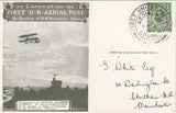 143688 1911 FIRST OFFICIAL U.K. AERIAL POST LONDON POSTCARD IN OLIVE GREEN TO MANCHESTER.