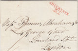 143693 1820 MAIL SHEERNESS TO LONDON ENCLOSING 'HALF NOTES' WITH 'SHEERNESS/51' MILEAGE MARK (KT1064).
