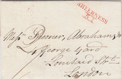 143693 1820 MAIL SHEERNESS TO LONDON ENCLOSING 'HALF NOTES' WITH 'SHEERNESS/51' MILEAGE MARK (KT1064).