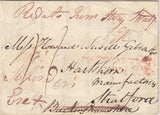 143694 1824 MAIL SHELTON (?) TO HARTSHORN, STRATFORD, BUCKS, REDIRECTED TO ESSEX, MANUSCRIPT 'No Such Person'.