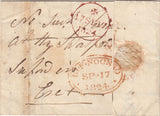 143694 1824 MAIL SHELTON (?) TO HARTSHORN, STRATFORD, BUCKS, REDIRECTED TO ESSEX, MANUSCRIPT 'No Such Person'.