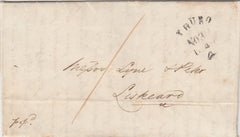 143695 1846 MAIL TRURO TO LISKEARD WITH 'TRURO/4' SKELETON TYPE DATE STAMP (CO357b).