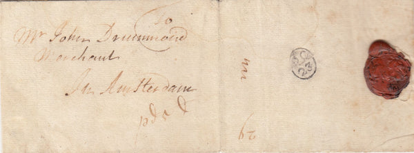 143698 CIRCA 1700 MAIL EDINBURGH TO AMSTERDAM WITH EDINBURGH 'OC/23' BISHOP MARK.