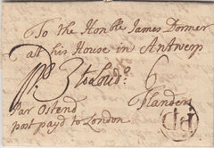 143699 1739 MAIL WINCHESTER TO FLANDERS WITH 'WIN/CHESTER' HANDSTAMP (HA1499).