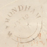 143708 1847 MAIL BOYLE, CO. ROSCOMMON, IRELAND TO NORFOLK WITH BOXED ' PAID AT/BOYLE' HANDSTAMP.