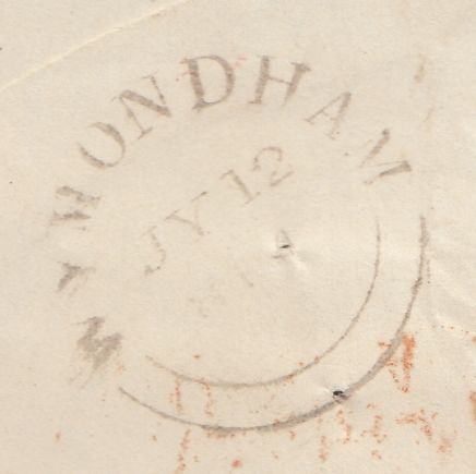 143708 1847 MAIL BOYLE, CO. ROSCOMMON, IRELAND TO NORFOLK WITH BOXED ' PAID AT/BOYLE' HANDSTAMP.