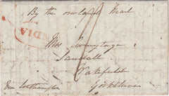 143710 1844 MAIL HEADED 'HMS Cornwallis at Sea' MAY 1 1844 WHILST AT SEA BETWEEN CALCUTTA AND MADRAS TO WAKEFIELD, YORKSHIRE.