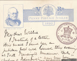 143712 1890 PENNY POSTAGE JUBILEE ENVELOPE SOUTH KENSINGTON EXHIBITION TO AUSTRALIA UPRATED WITH 5d JUBILEE (SG207a).