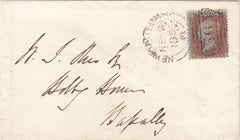 143714 1856 MAIL NEWPORT, MONMOUTH TO BASSALEG DIE 2 1d PL.21 S.C.14 (SG24)(BL).