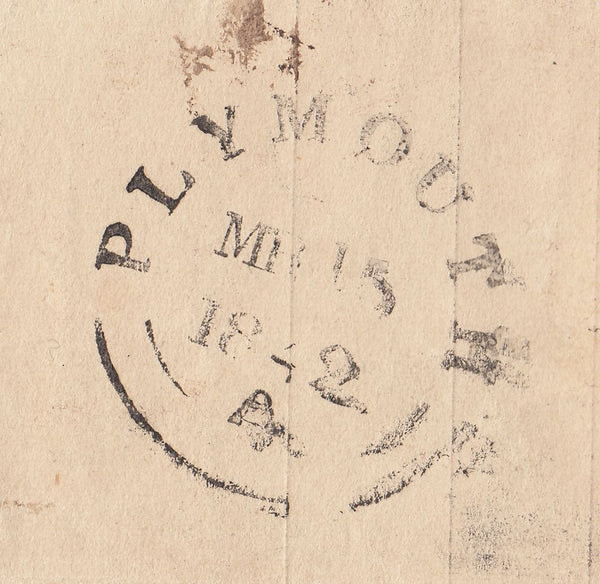 143721 1842 1d MULREADY WRAPPER DEVONPORT TO TORPOINT VIA PLYMOUTH AND TORPOINT FERRY MANUSCRIPT '2 more to pay'.