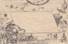 143729 1840 R W HUME CARICATURE NO.3 'ELEPHANT IN A KILT', UNUSED FRONT PLUS TWO DETACHED FLAPS.