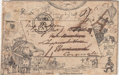 143730 1841 R W HUME CARICATUE No.3 'ELEPHANT IN A KILT, GOOD USED LONDON TO REDRUTH, CORNWALL THENCE REDIRECTED TO BODMIN AND SURCHARGED.