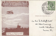 143735 1911 FIRST OFFICIAL U.K. AERIAL POST LONDON POSTCARD IN BROWN USED IN LONDON 'posted at Gamages'.