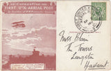 143736 1911 FIRST OFFICIAL U.K. AERIAL POST LONDON POSTCARD IN RED-BROWN TO HAVANT.