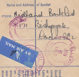 143740 1952 KGVI 8½d GREY REGISTERED ENVELOPE REGISTERED AIRMAIL LONDON TO WASHINGTON, U.S.A. VARIOUS KGVI INCL 2/6 YELLOW-GREEN (SG509).