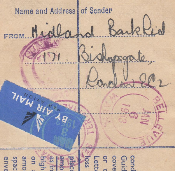 143740 1952 KGVI 8½d GREY REGISTERED ENVELOPE REGISTERED AIRMAIL LONDON TO WASHINGTON, U.S.A. VARIOUS KGVI INCL 2/6 YELLOW-GREEN (SG509).