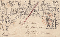 143748 1840 SOUTHGATE CARICATURE NO.1 'PICKPOCKET' ENVELOPE POSTALLY USED LONDON TO NOTTINGHAM.