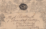 143751 1849 LATE USAGE 1d MULREADY WRAPPER SUNDERLAND, DURHAM TO LONDON WITH '761' NUMERAL CANCELLATION OF SUNDERLAND.